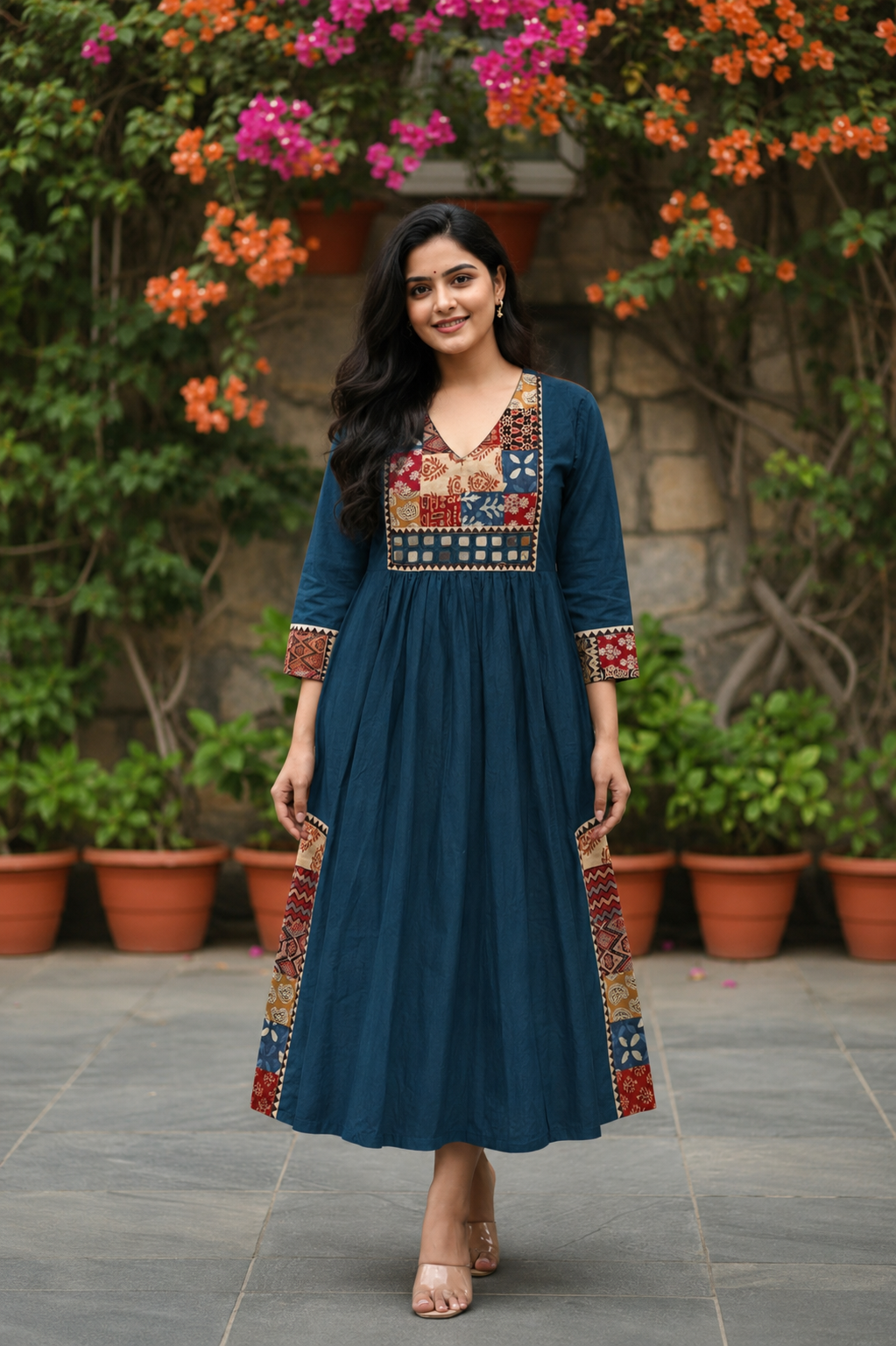Kurti Long Thigadu Cotton CAC-KL-TC-B-1048
