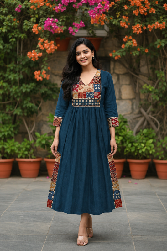 Kurti Long Thigadu Cotton CAC-KL-TC-B-1048