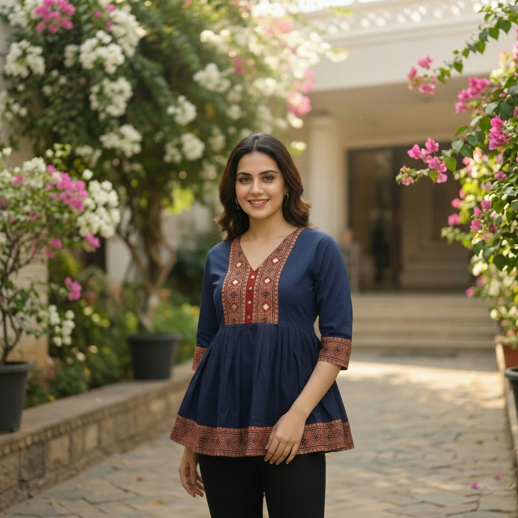 Short Frock Style Cotton Kurti CAC-KS-FS-NB-115