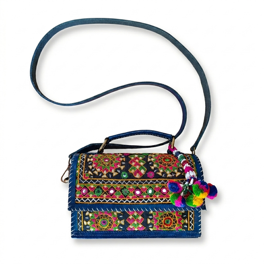 Leather Bag With Full Bharat Work SKU - CAC-LB-FB-1