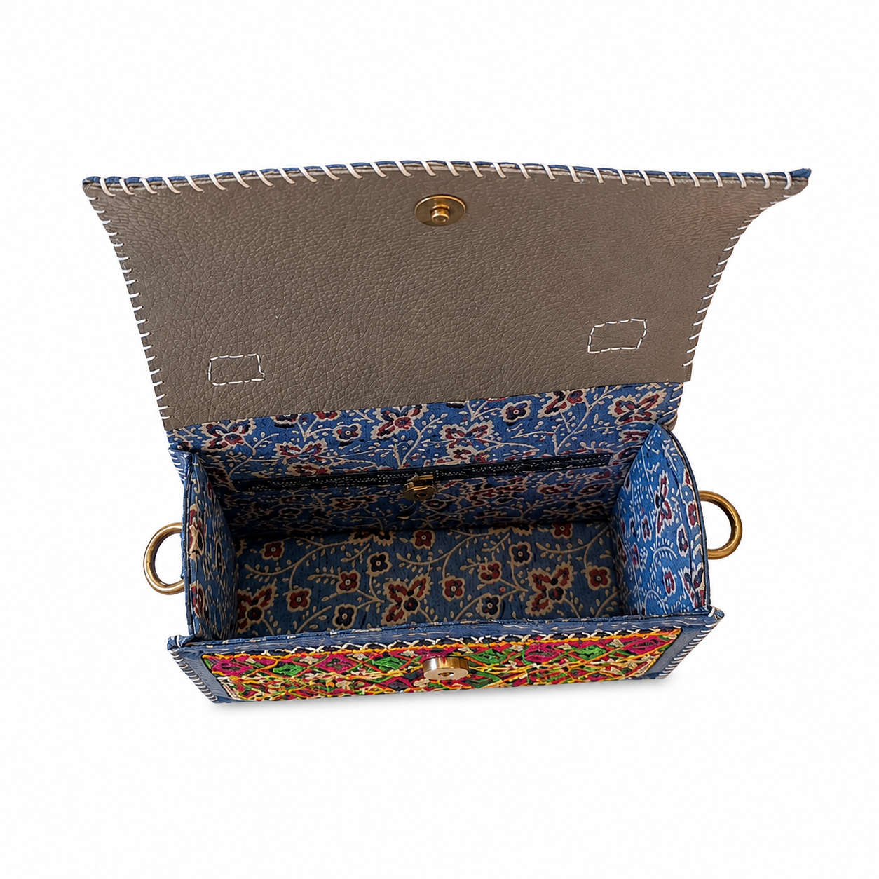 Leather Bag With Full Bharat Work SKU - CAC-LB-FB-1