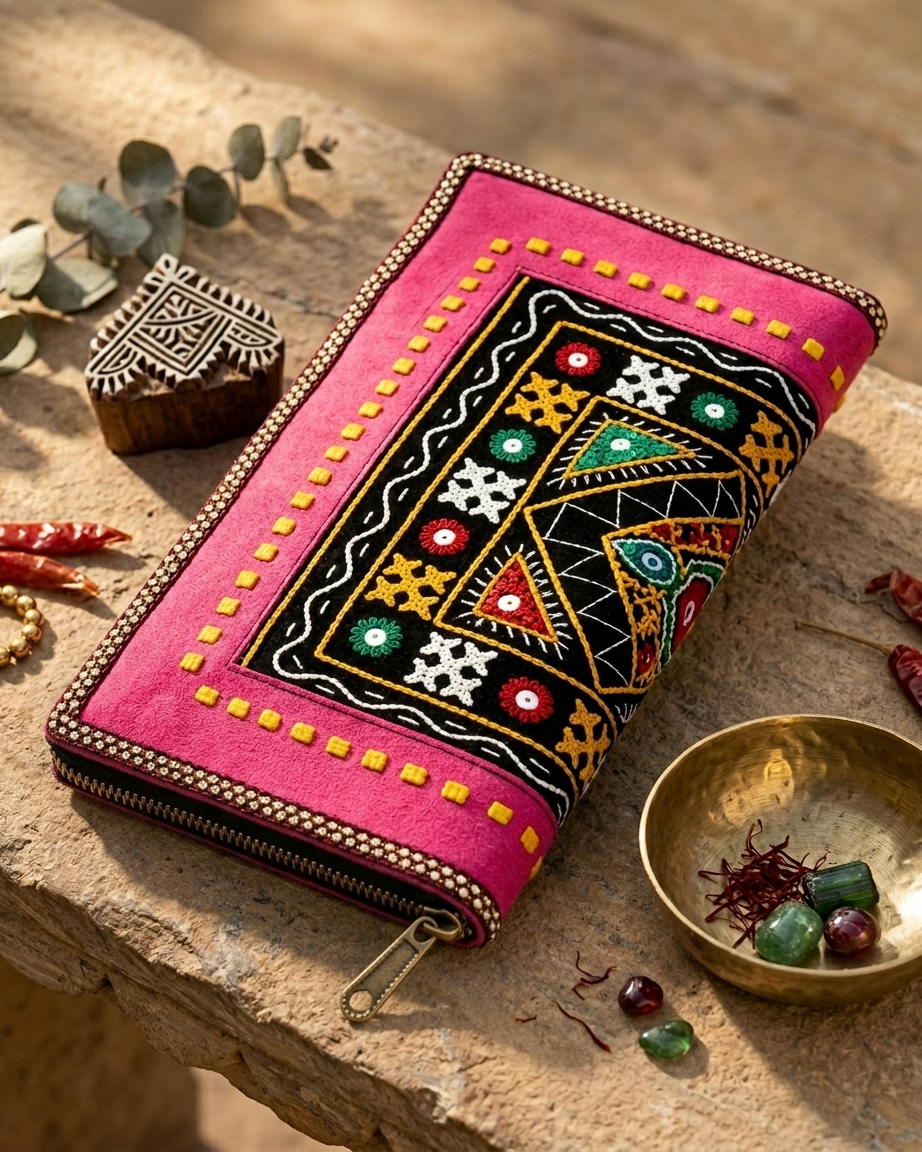 Leather Kutchi Purse SKU - CAC-LB-KP-1
