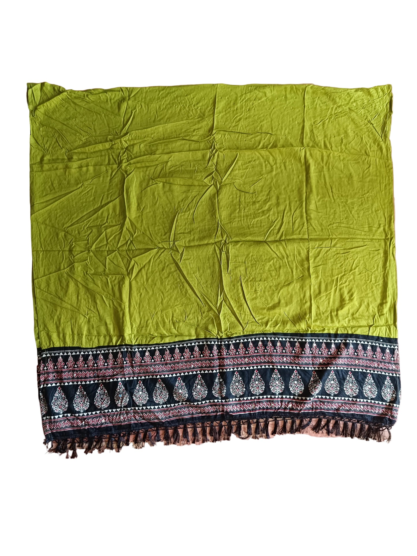 Olive Green Ajrakh Gota Patti Chaniya Choli with Printed Dupatta SKU CAC-CC-AGP-OG-2-1