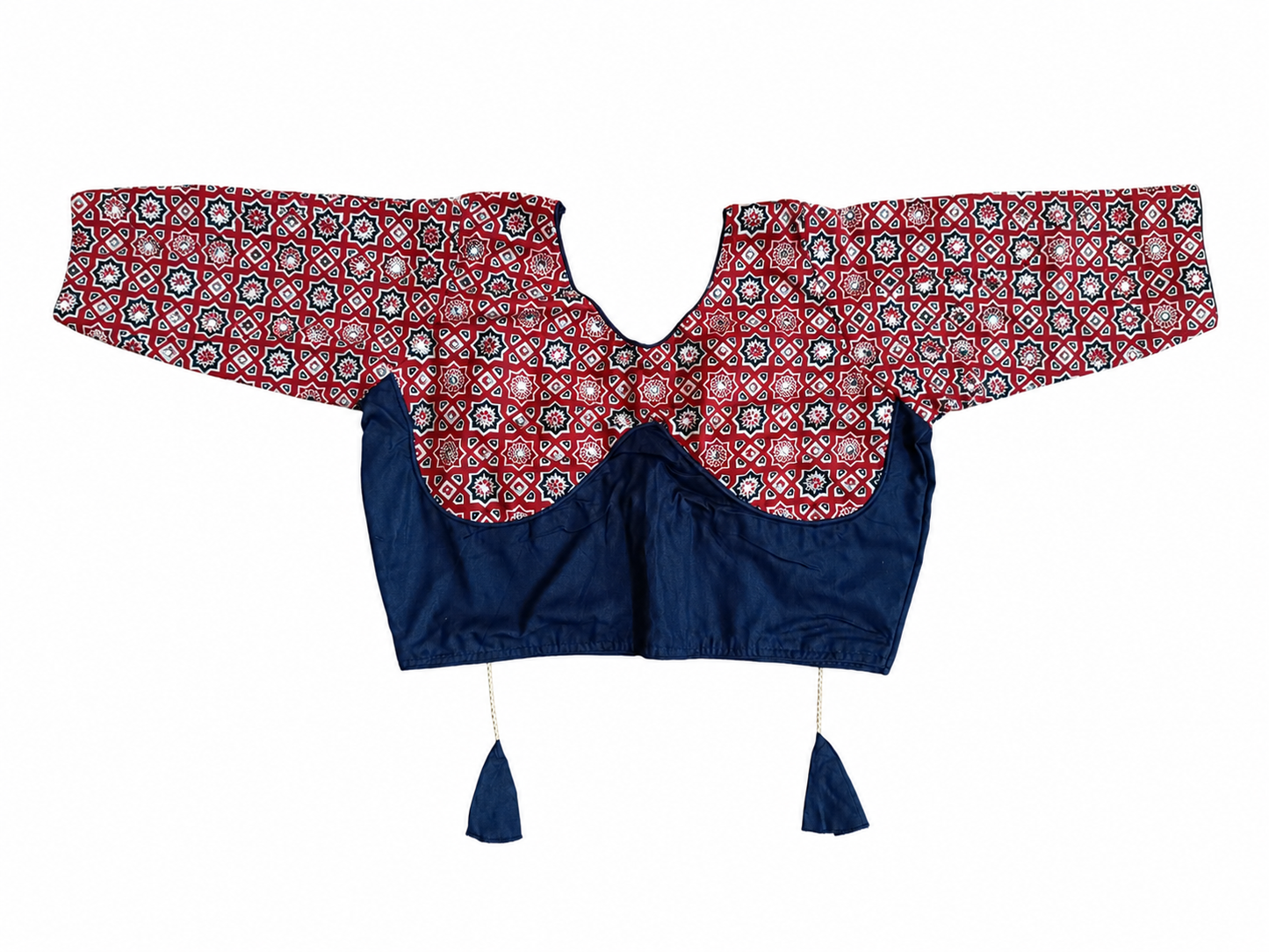 Ajrakh Chakar Pech Printed Chaniya Choli Set with Printed Dupatta  Navy Blue & Maroon SKU CAC-CC-ACP-NBM-1-1