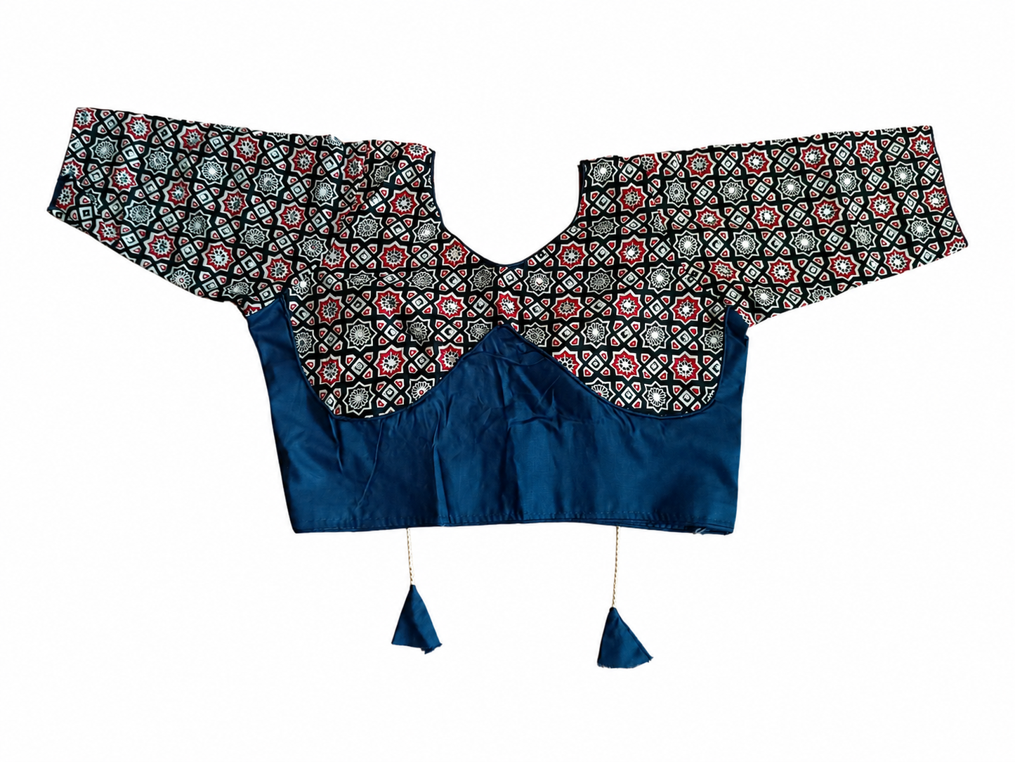 Ajrakh Chakar Pech Chaniya Choli Set with Printed Dupatta  Teal Blue & Black SKU CAC-CC-ACP-TBB-1-2